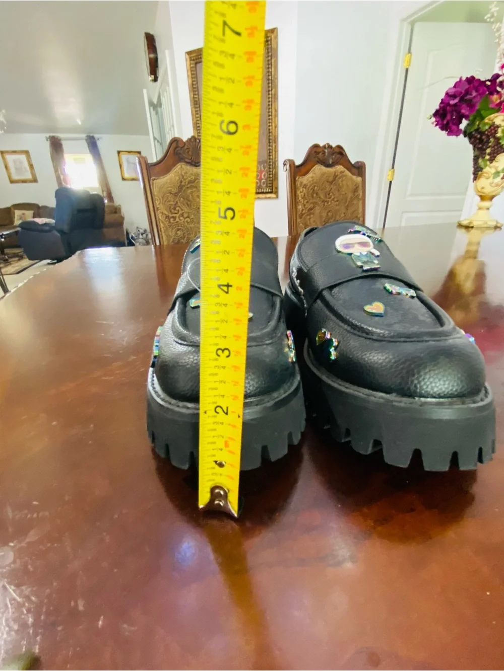 Karl Lagerfeld Black Loafers with Iridescent Multicolor Charms